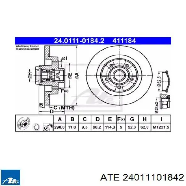 Тормозные диски 24011101842 ATE