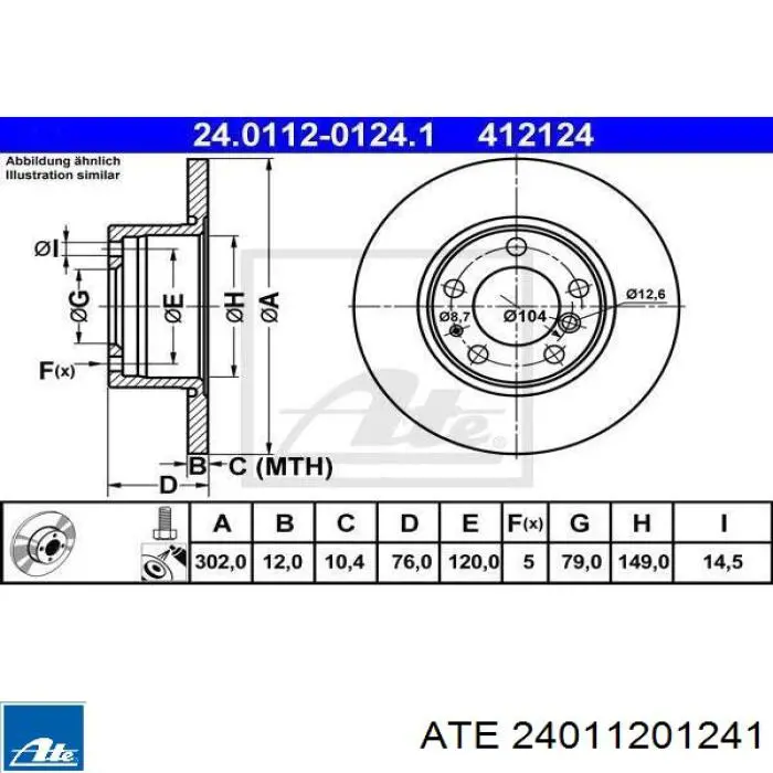 Передние тормозные диски 24011201241 ATE
