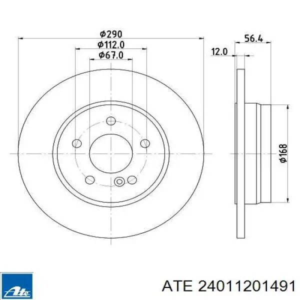 Задний тормозной диск ATE 24011201491 цена, от 39.74 USD
