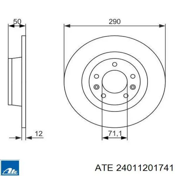 Задний тормозной диск ATE 24011201741 цена, от 27.85 USD