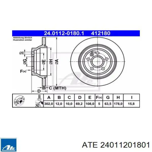 Тормозные диски 24011201801 ATE