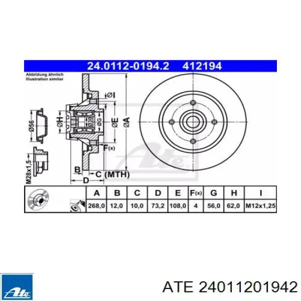 Disco do freio traseiro ATE 24011201942 preço, a partir de 127,24 USD