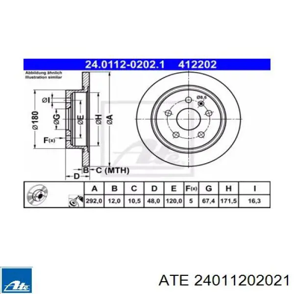 Тормозные диски 24011202021 ATE