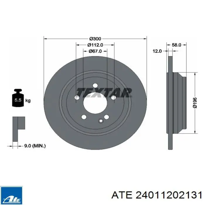 Задний тормозной диск ATE 24011202131 цена, от 51.10 USD