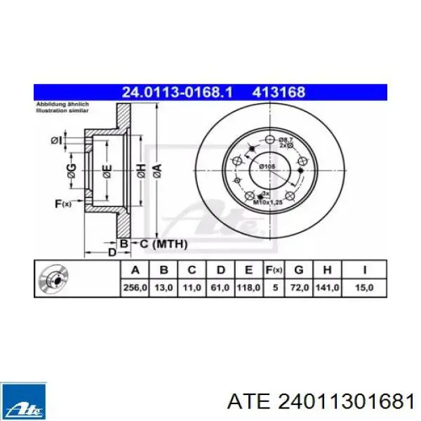 Передние тормозные диски 24011301681 ATE