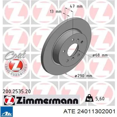 Задний тормозной диск ATE 24011302001 цена, от 76.44 USD