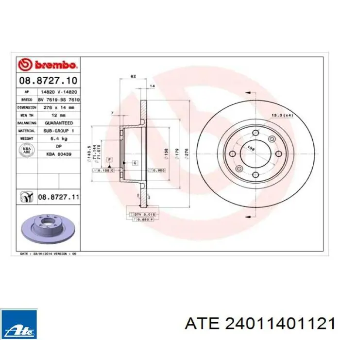 Compre 24011401121 ATE Disco do freio traseiro