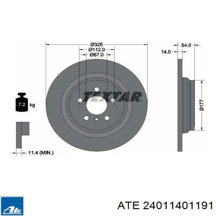 Задний тормозной диск ATE 24011401191 цена, от 91.80 USD
