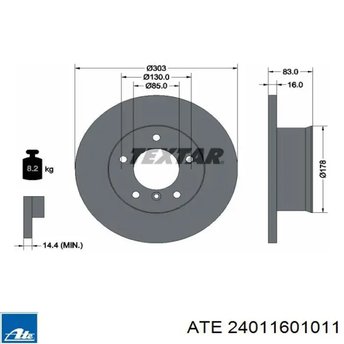 Передние тормозные диски 24011601011 ATE