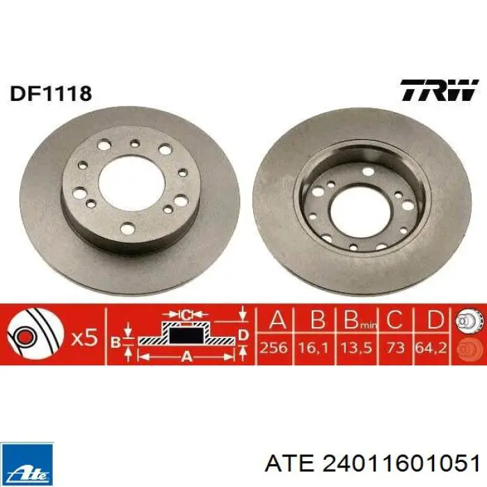 Передние тормозные диски 24011601051 ATE