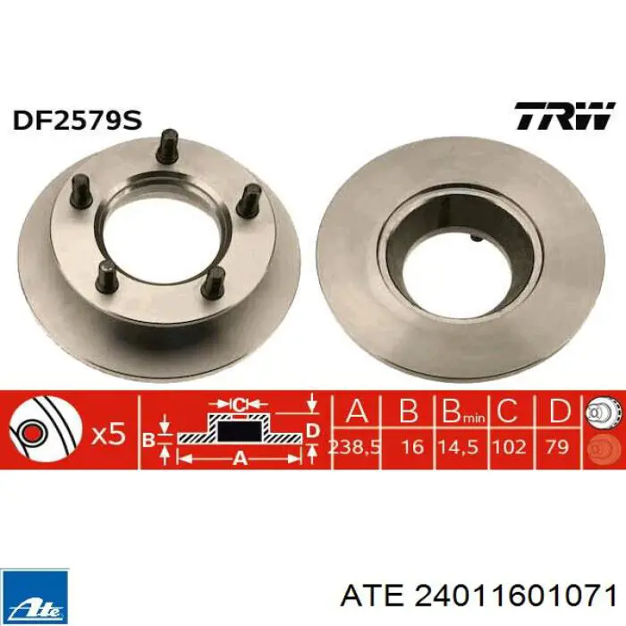 Передние тормозные диски 24011601071 ATE