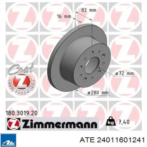 Задний тормозной диск ATE 24011601241 цена, от 61.52 USD