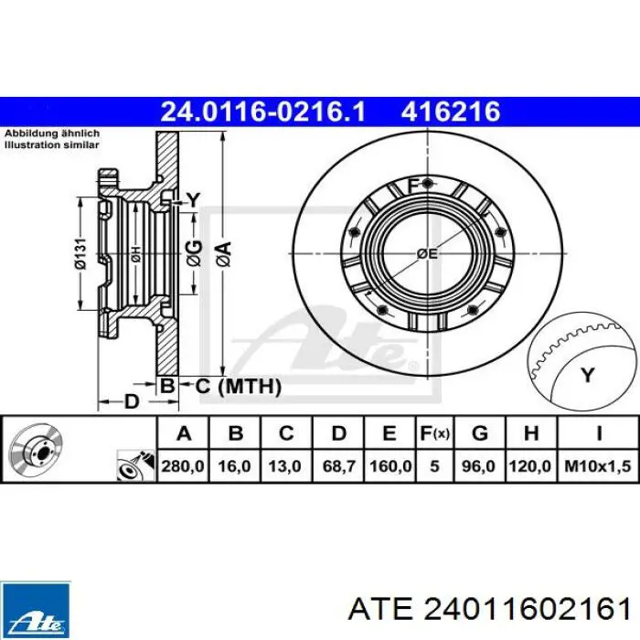 Тормозные диски 24011602161 ATE