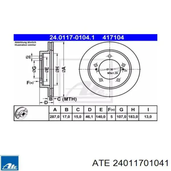 Передние тормозные диски 24011701041 ATE