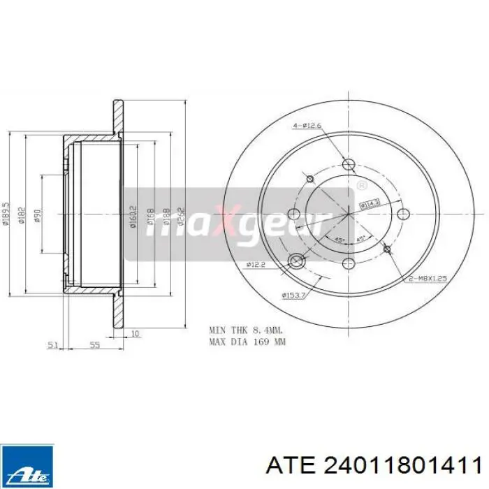 Задний тормозной диск ATE 24011801411 цена, от 24.62 USD
