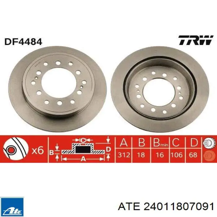 Задний тормозной диск ATE 24011807091 цена, от 63.27 USD