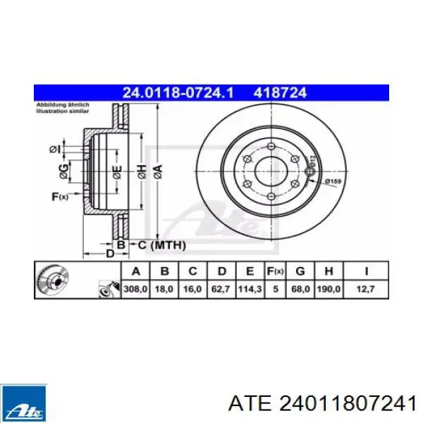 Тормозные диски 24011807241 ATE