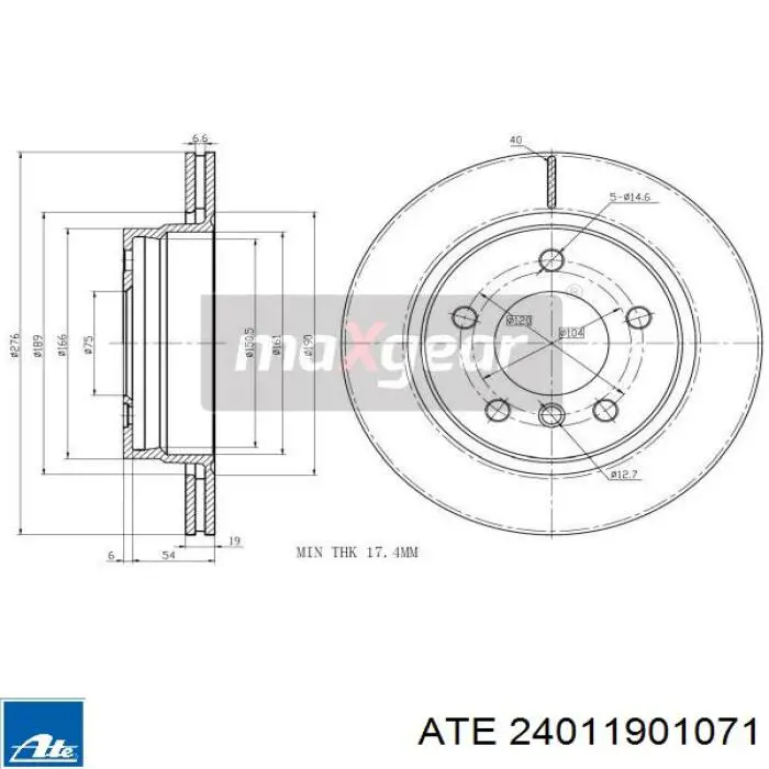 Задний тормозной диск ATE 24011901071 цена, от 54.86 USD