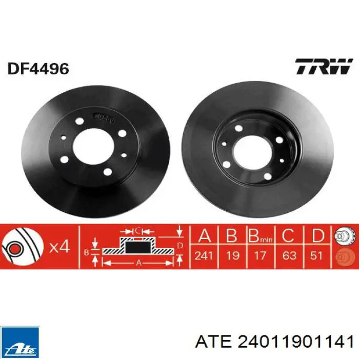 Тормоз дисковый передний ATE 24011901141 цена, от 34.57 USD