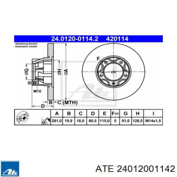 Передние тормозные диски 24012001142 ATE