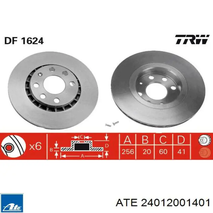 Тормоз дисковый передний ATE 24012001401 цена, от 32.91 USD