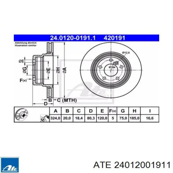 Тормозные диски 24012001911 ATE