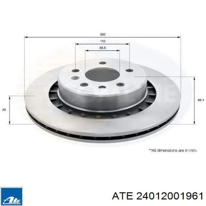 Задний тормозной диск ATE 24012001961 цена, от 37.48 USD