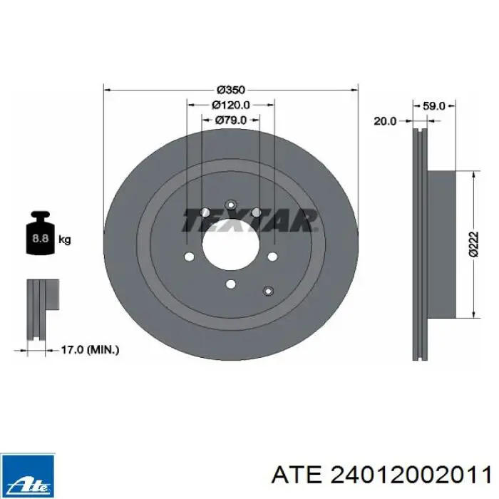 Купить 24012002011 ATE Диск тормозной задний
