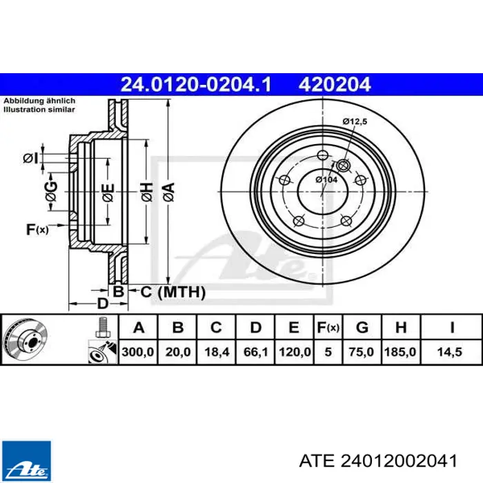 Задний тормозной диск ATE 24012002041 цена, от 61.61 USD