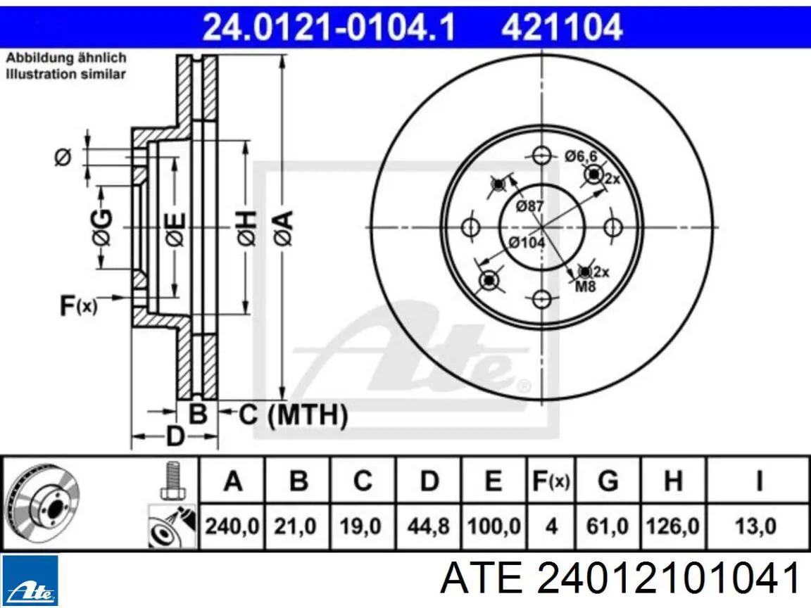 Передние тормозные диски 24012101041 ATE