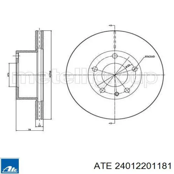 Тормоз дисковый передний ATE 24012201181 цена, от 32.67 USD