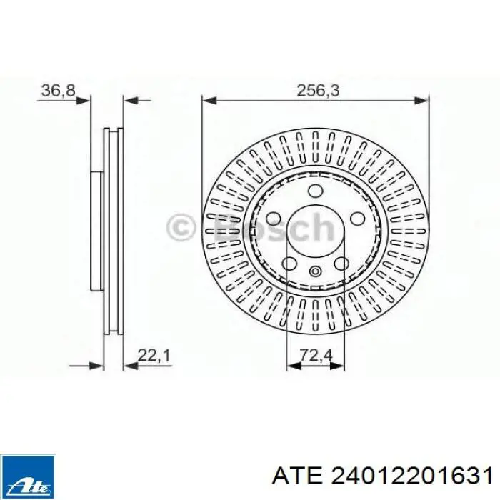 Задний тормозной диск ATE 24012201631 цена, от 62.71 USD