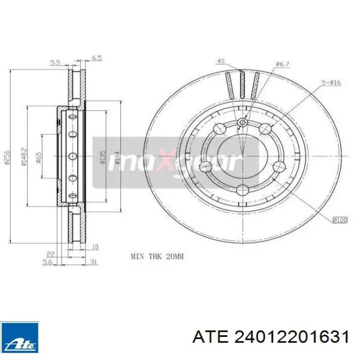 Задний тормозной диск ATE 24012201631 цена, от 62.71 USD