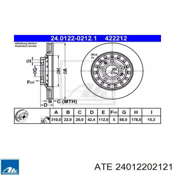 Тормозные диски 24012202121 ATE