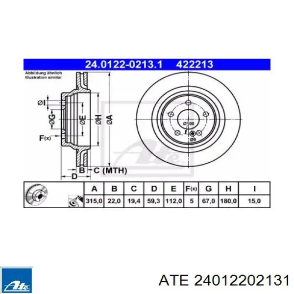 Тормозные диски 24012202131 ATE