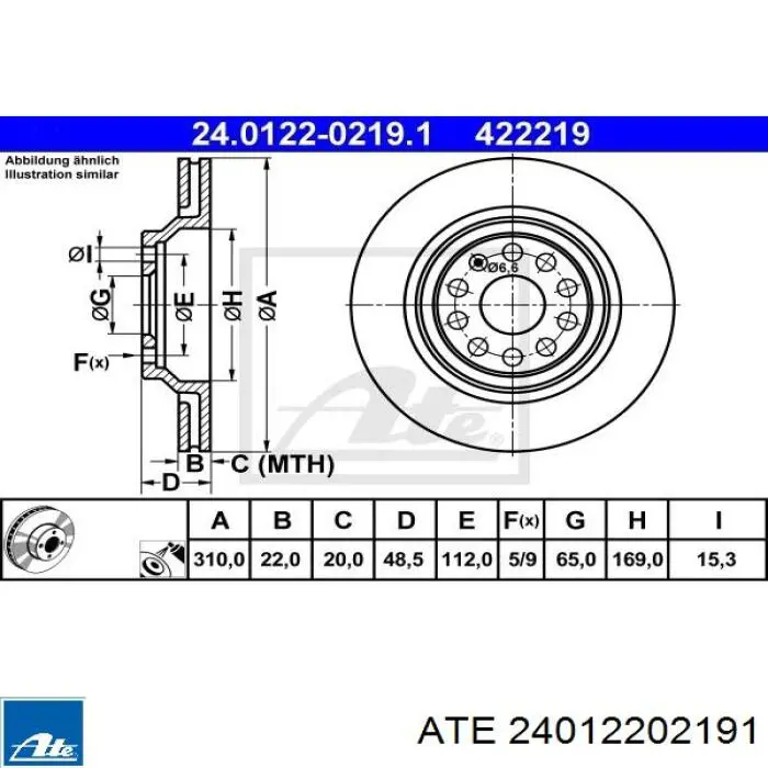 Задний тормозной диск ATE 24012202191 цена, от 72.75 USD
