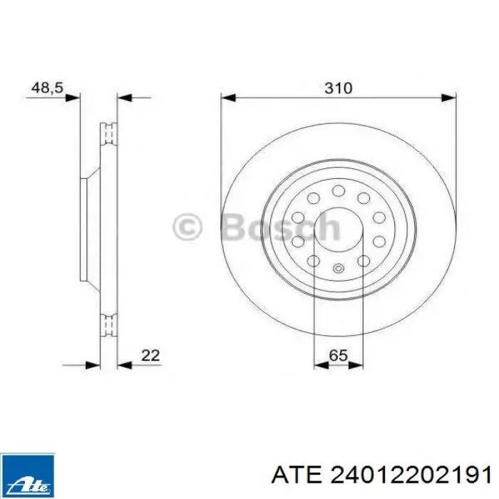 Задний тормозной диск ATE 24012202191 цена, от 72.75 USD