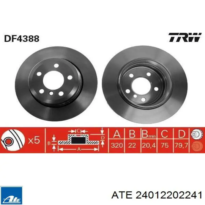 Задний тормозной диск ATE 24012202241 цена, от 78.02 USD