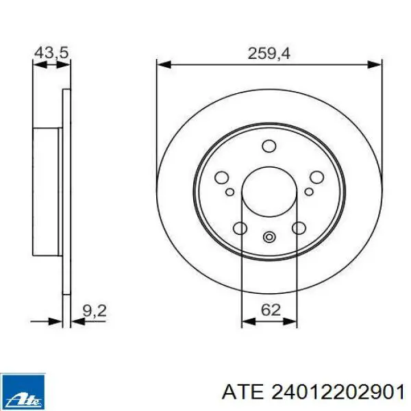 Тормоз дисковый передний ATE 24012202901 цена, от 51.83 USD