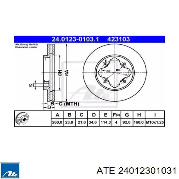 Купить 24012301031 ATE Ротор тормозной
