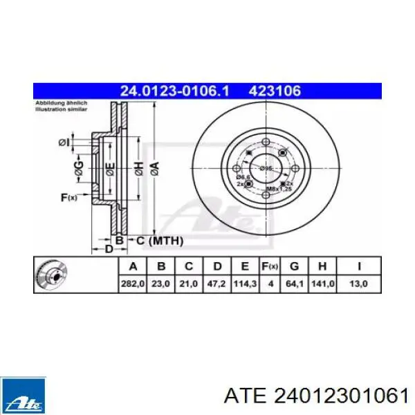 Передние тормозные диски 24012301061 ATE