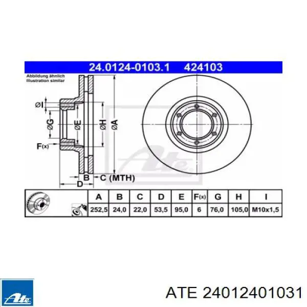 Передние тормозные диски 24012401031 ATE