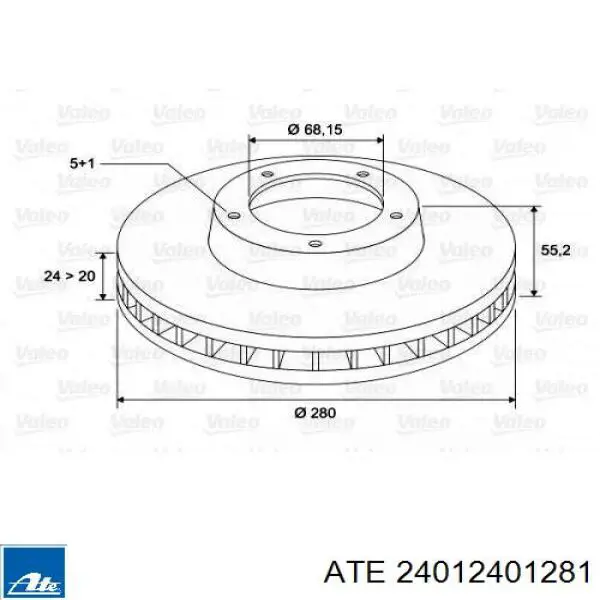 Передний тормозной диск ATE 24012401281