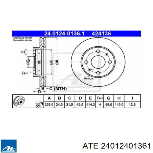 24012401361 ATE диск тормозной передний