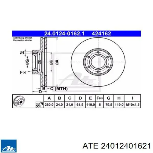 Передние тормозные диски 24012401621 ATE