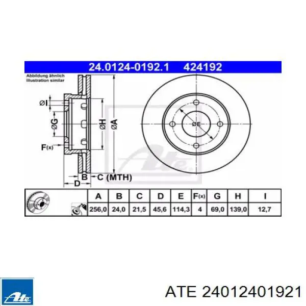 Передние тормозные диски 24012401921 ATE
