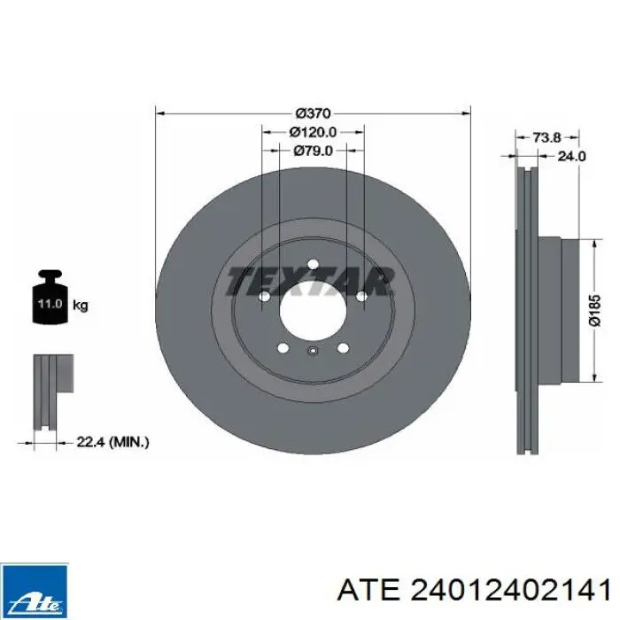 Задний тормозной диск ATE 24012402141 цена, от 91.09 USD