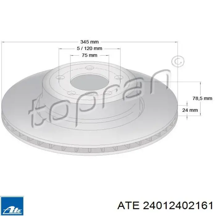 24012402161 ATE диск тормозной задний