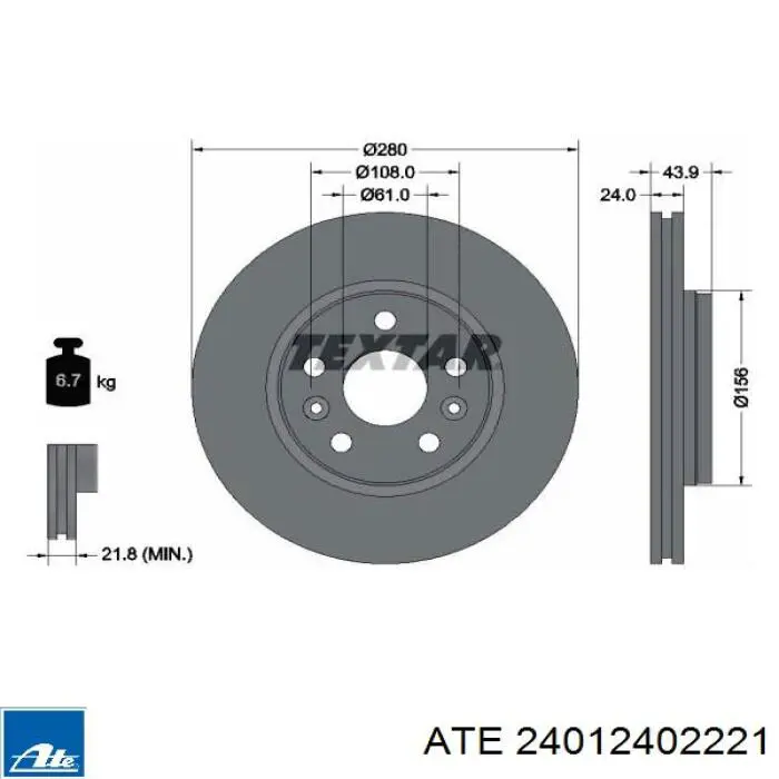 Передний тормозной диск ATE 24012402221