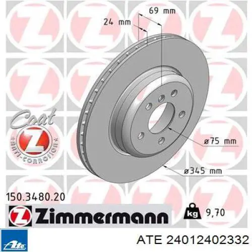 Тормозные диски 24012402332 ATE
